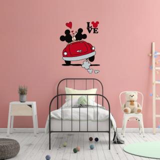 Samolepka na stenu  Mickey a Minnie v aute