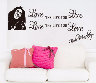 Samolepka na stenu  Miluj život - Bob Marley  30x70cm