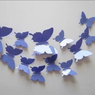 Samolepka na stenu  Plastové 3D Motýle - Fialové  12ks 5-10 cm