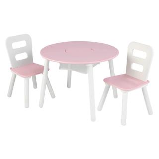 Set stôl a 2 stoličkyv -  Ružová a biela farba