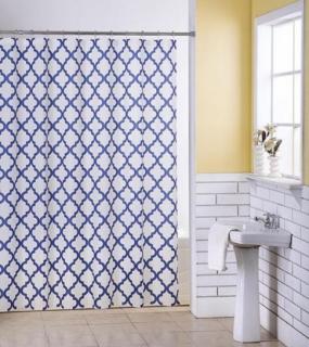 Kúpelňový záves PVC vzorovaný modrý Rozmer: 180x180