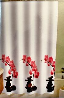 Kúpelňový záves Textilný vzorovaný orchidea - 180x180