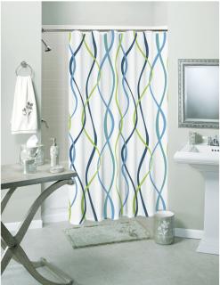 Kúpelňový záves Textilný vzorovaný  vlny - 180x200