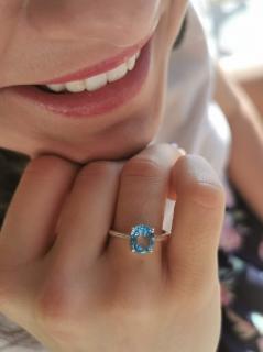 Topás modrý strieborný prsteň (prsteň)