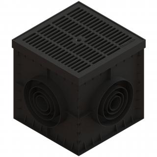 Revízna šachta VODALAND BASE s plastovým roštom 300 x 300 mm čierna