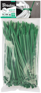 Sťahovacie pásky BRADAS GREEN 3,6 x 100 mm zelené 100 ks