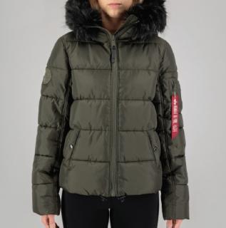 bunda Hooded Puffer Alpha Wmn dark olive