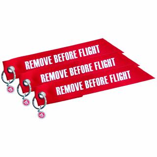 klíčenky REMOVE BEFORE FLIGHT červené sada 3ks