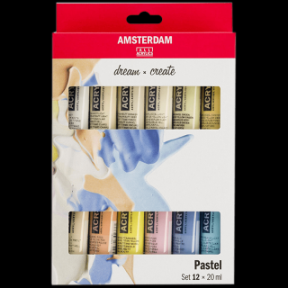 Akrylové farby Amsterdam - sada 12 x 20ml - Pastels (Akrylové farby Amsterdam Standard Series - Pastels)