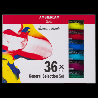 Akrylové farby Amsterdam - sada 36 x 20 ml - General selection (Akrylové farby Amsterdam Standard Series - General selection)