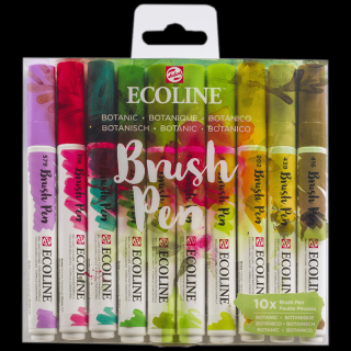Akvarelové perá Ecoline - sada 10 ks - Botanic (Talens Akvarelové pero Ecoline Brush Pen )