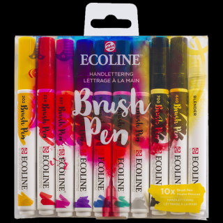 Akvarelové perá Ecoline - sada 10 ks - Handlettering (Talens Akvarelové pero Ecoline Brush Pen )