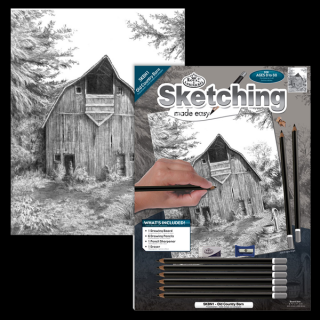 Kreatívna sada na skicovanie - Stará stodola na vidieku (Royal Langnickel set na skicovanie podľa predlohy)