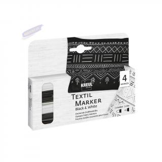 Kreul Sada markerov na textil Black &amp; White- 4ks   (KREUL Sada markerov na textil- 4ks Black &amp; White)