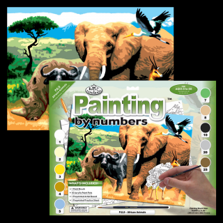 Maľovanie podľa čísiel formát A3 - Africké zvieratá (Sada na maľovanie podľa čísiel Royal &amp; Langnickel formát A3)