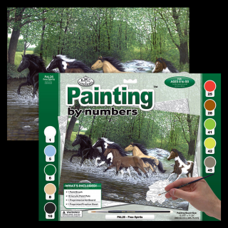 Maľovanie podľa čísiel formát A3 - Divoké kone (Sada na maľovanie podľa čísiel Royal &amp; Langnickel)