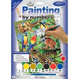Maľovanie podľa čísiel formát A4 - Džungľa (Sada na maľovanie podľa čísiel Royal Langnickel - A4)