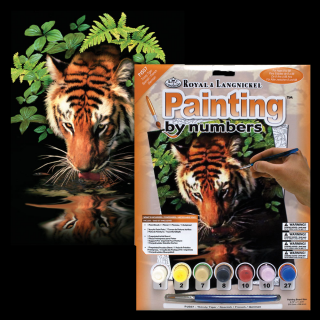Maľovanie podľa čísiel formát A4 - Smädný tiger (Sada na maľovanie podľa čísiel Royal Langnickel - A4)