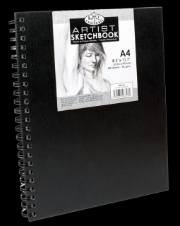Royal &amp; Langnickel black sketch book - A4, 80 listov (Čierny skicár Royal 80 listov papiera (96 g/m2))