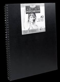 Royal Langnickel black sketch book - A3, 80 listov (Čierny skicár Royal 80 listov papiera (96 g/m2))