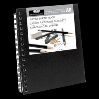 Royal Langnickel black sketch book - A6, 80 listov (Čierny skicár Royal 80 listov papiera (96 g/m2))