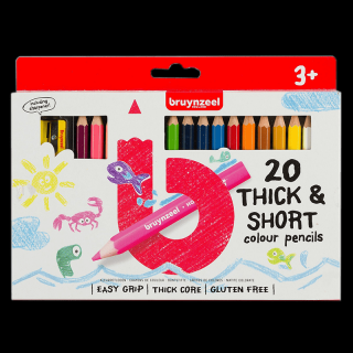 Sada ceruziek pre deti Bruynzeel - krátke-hrubé - 20ks (Bruynzeel Kids krátke / hrubé farebné ceruzky - set 20ks)