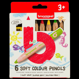 Sada ceruziek pre deti Bruynzeel - krátke-hrubé-mäkké - 6ks (Sada ceruziek pre deti Bruynzeel - krátke-hrubé-mäkké - 6ks)
