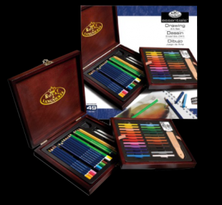 Sada farebných ceruziek Royal &amp; Langnickel - 49 kusov ( Sada farebných ceruziek v drevenom kufríku Royal &amp; Langnickel - 49 kusov)