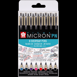 Sakura Pigma® Micron PN Office set - 8ks (Sakura Pigma Micron PN 8 Everyday pens)