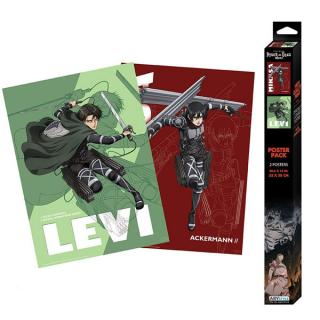 Attack on Titan Levi and Mikasa Posters 2-Pack 52 x 38 cm