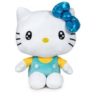 Hello Kitty 50th Anniversary Plush Figure Light Blue Bow Yellow Shirt 36 cm