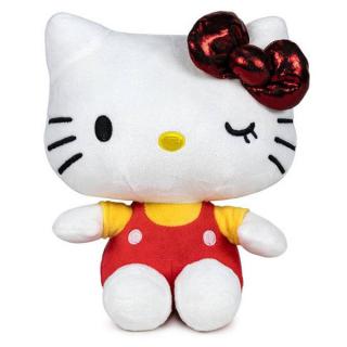 Hello Kitty 50th Anniversary Plush Figure Red Bow Yellow Shirt 22 cm