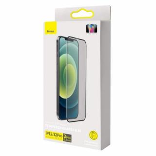 Baseus iPhone 12/12 Pro 0.3 mm Full-screen T-Glass Anti-spy (2pcs + frame) čierna (SGAPIPH61P-KS01)
