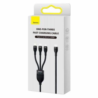 Baseus Universal Flash Series II 3-in-1 Fast Charging Data Cable (Type-C to Micro + Lightning + Type-C) 100W, 1.5m čierna (CASS030201)