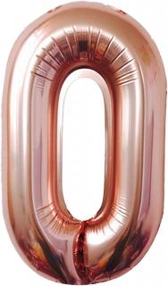 Fóliový balón narodeninové číslo 0, ružovo zlatý 82cm