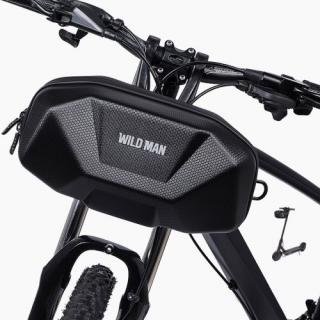 WILDMAN Bicycle Bag X9 Road Bicycle Front Handlebar Hard Bag with Carrying Strap, vodeodolné, 3.5L, čierna