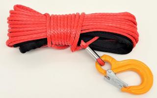 Syntetické lano na navijak 15m 5mm + hák červené