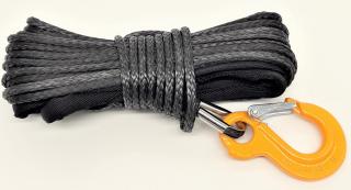 Syntetické lano na navijak 15m 5mm + hák čierne