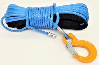Syntetické lano na navijak 15m 5mm + hák modré