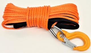 Syntetické lano na navijak 15m 5mm + hák oranžové