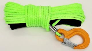 Syntetické lano na navijak 15m 5mm + hák zelené