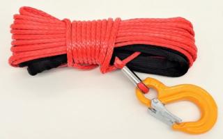 Syntetické lano na navijak 15m 6mm červené + hák