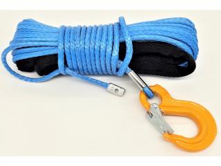 Syntetické lano na navijak 15m 6mm Modré + hák