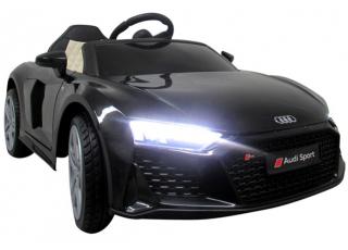 Detské elektrické autíčko Megacar Audi R8 Sport, kolesá EVA pena, rádio USB, MP3, diaľkové ovládanie, kožená sedačka , 2x35W, 12V, čierna