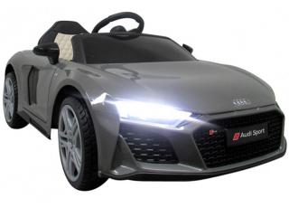 Detské elektrické autíčko Megacar Audi R8 Sport, kolesá EVA pena, rádio USB, MP3, diaľkové ovládanie, kožená sedačka , 2x35W, 12V, sivá metalíza