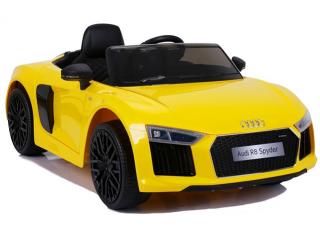 Detské elektrické autíčko Megacar Audi R8 Spyder, 2x45W, 2x6V 4,5Ah, žlté lakované