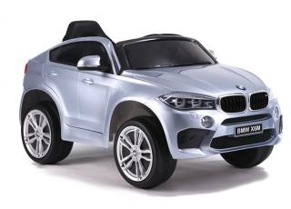 Detské elektrické autíčko Megacar BMW X6, 2x45W, 2x6V 7Ah, strieborné lakované