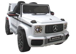 Detské elektrické autíčko Megacar Mercedes G63, kolesá EVA pena, rádio USB, MP3, diaľkové ovládanie, kožená sedačka , 2x35W, 12V, biele