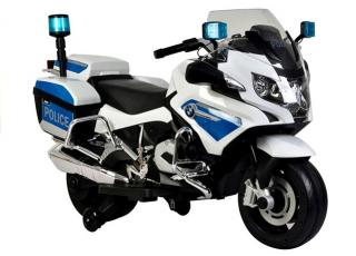 Megacar detská elektrická motorka BMW R1200 Policia, 45W, 12V 3,5Ah, biela
