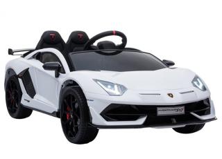 Športové detské elektrické autíčko Megacar Lamborghini Aventador, 2x45W, 12V 7Ah, biele